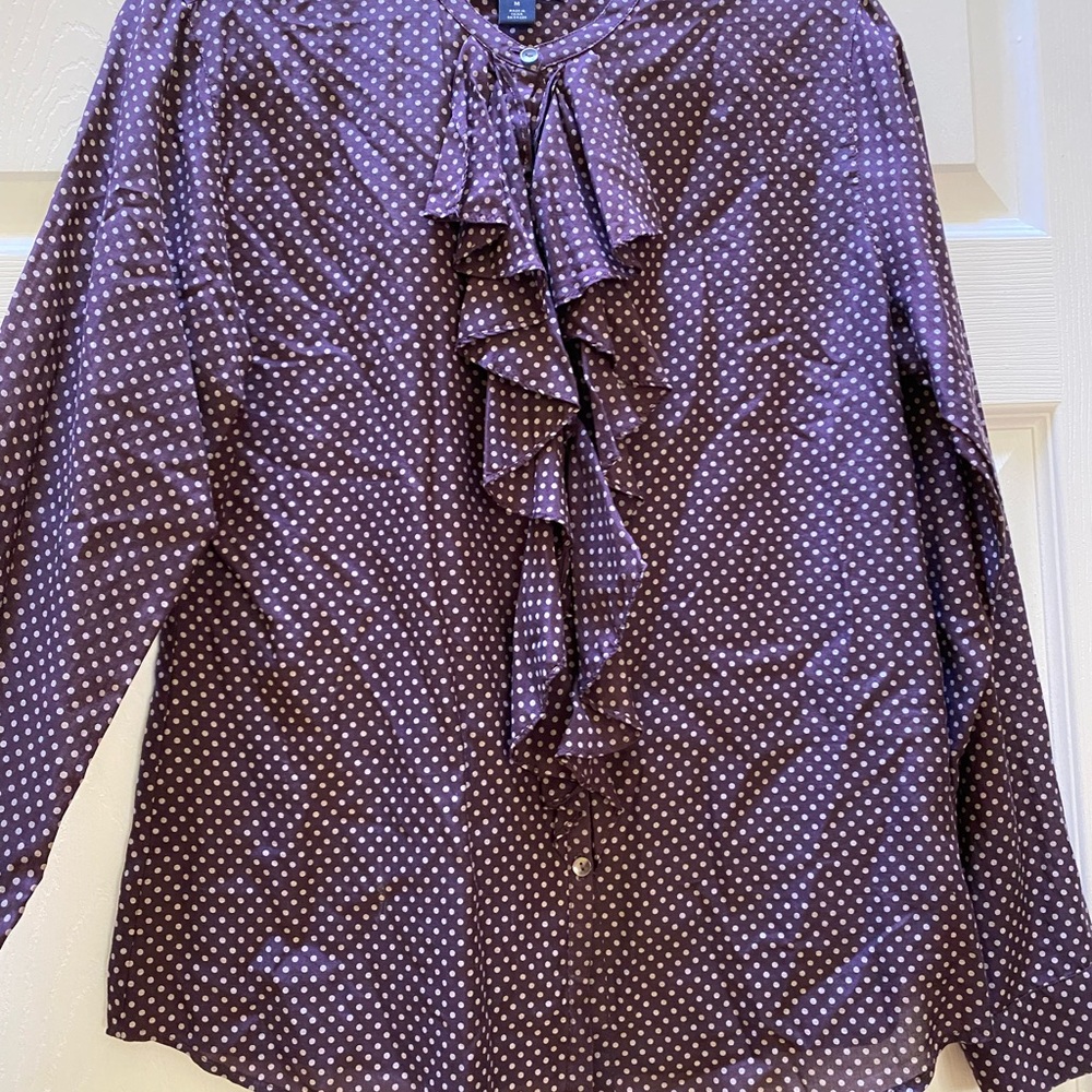 GAP Purple Ruffled Blouse with Full-Length Sleeves